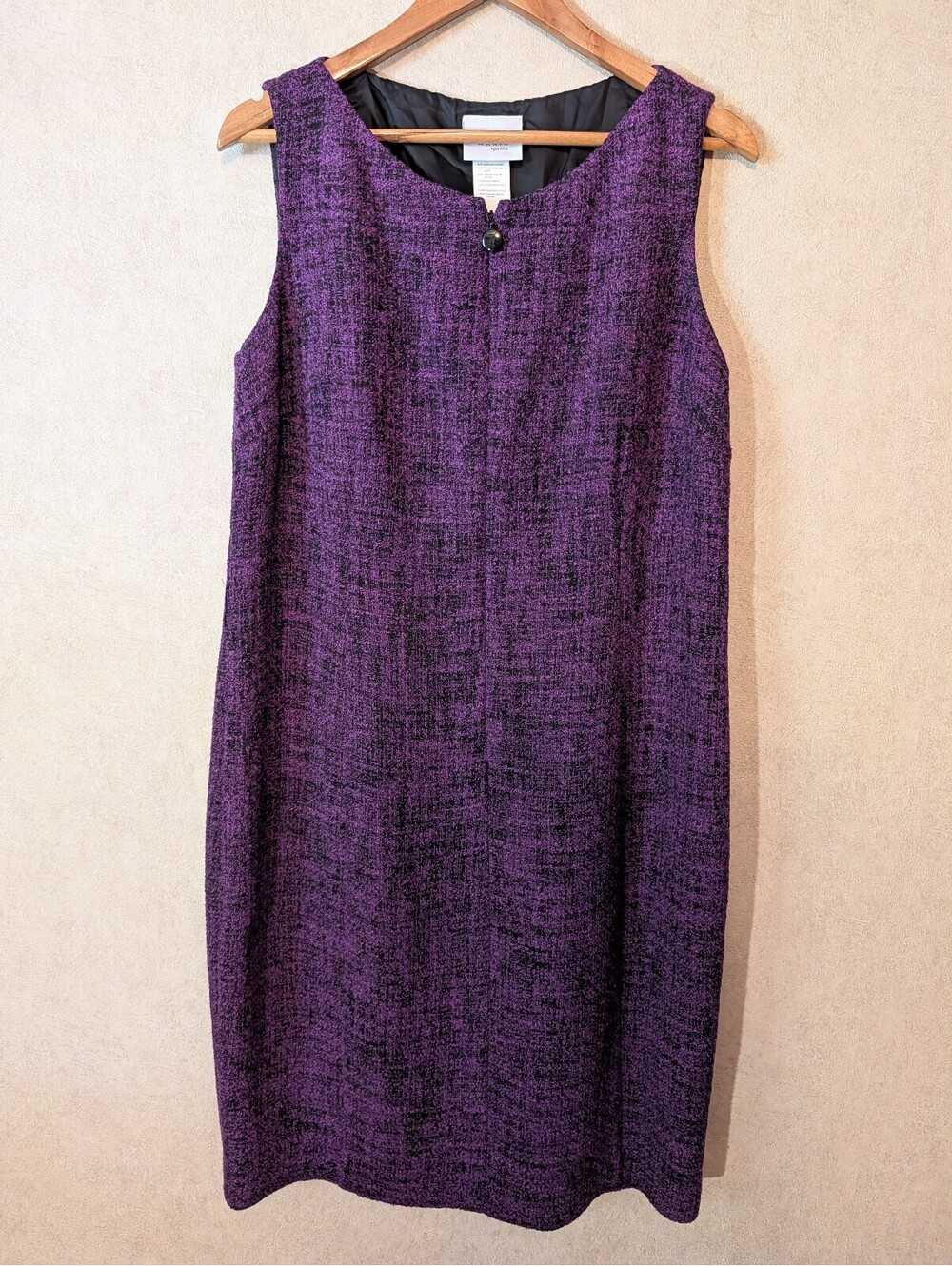 AKRIS PUNTO purple black wool sheath dress sz 12